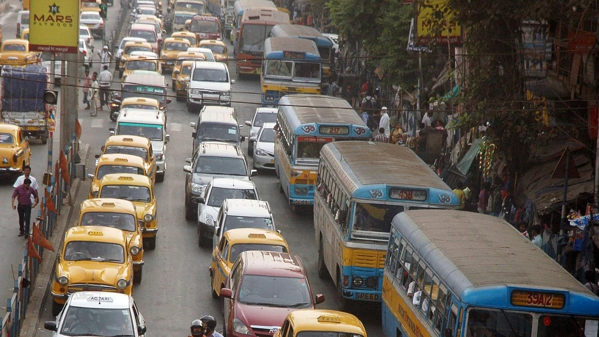A traffic jam caused by a Trinamool Congress rally in Kolkata on March 18, 2016. (Photo: IANS)