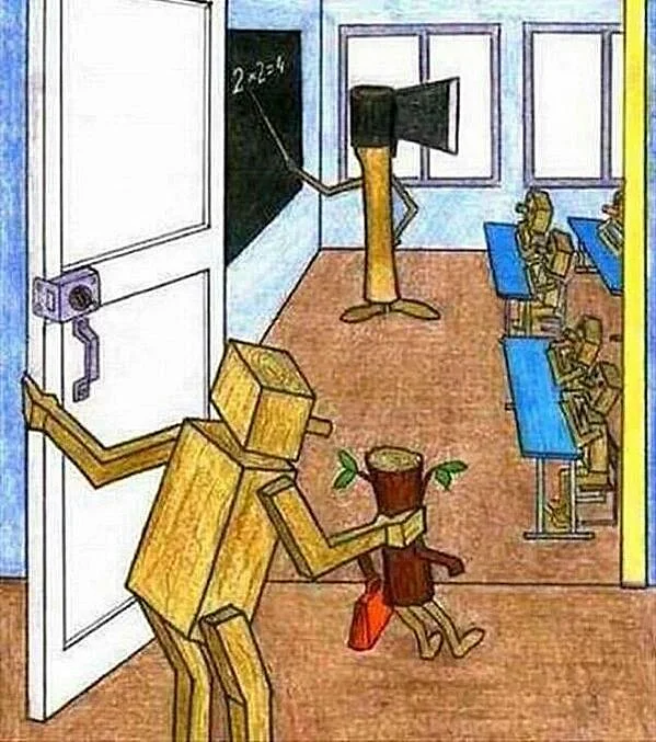 Schools promoting homogeneity. (Photo: Twitter/<a href="https://twitter.com/WAKEUPPEOPL3">Open Your Mind</a>)