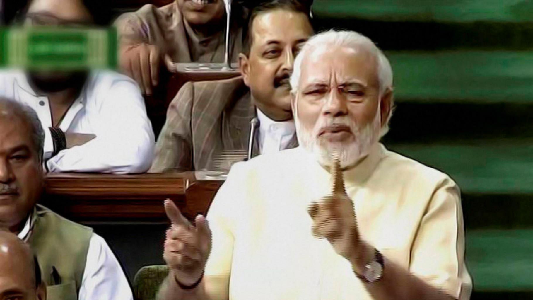 Prime Minister Narendra Modi addressing the Lok Sabha. (Photo Courtesy: Lok Sabha TV)