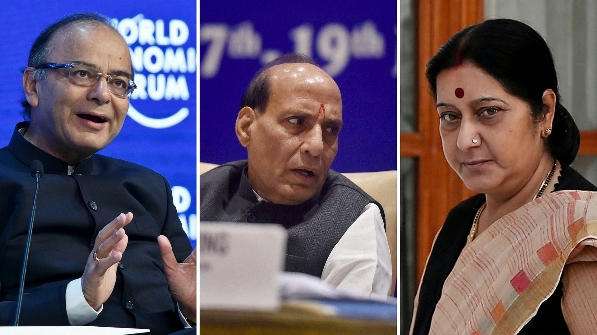 (Left to right) Finance Minister Arun Jaitley, Home Minister Rajnath Singh and External Affairs Minister Sushma Swaraj. (Photo: Reuters)