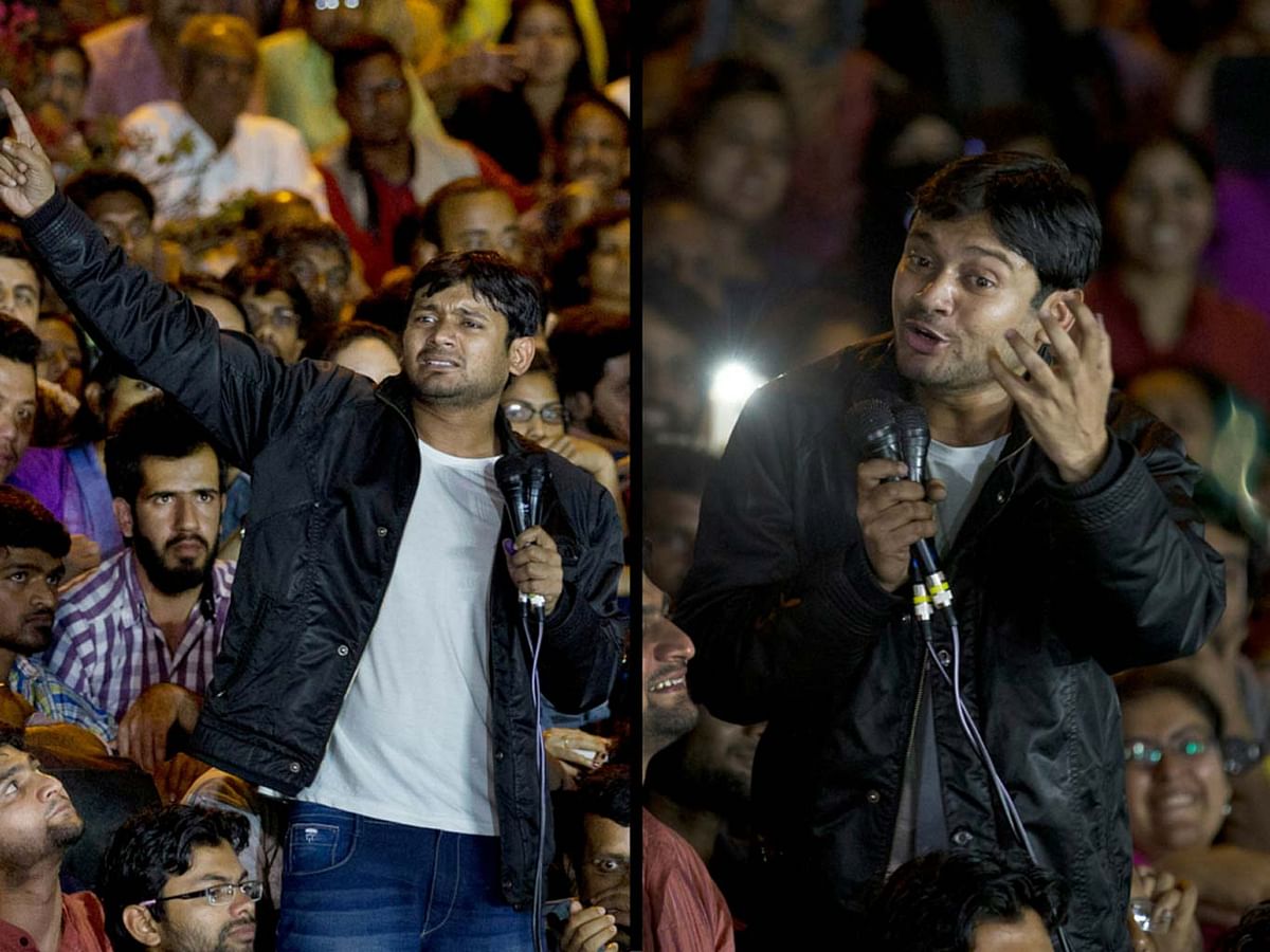 Pictures of Kanhaiya Kumar’s return and his speech at the JNU campus.