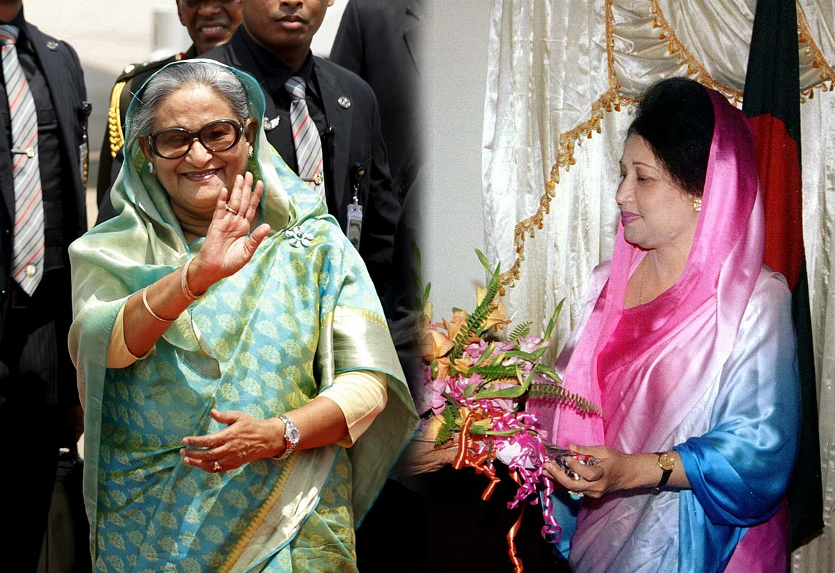 Bangladesh Prime Minister Sheikh Hasina (left) and Opposition leader Khaleda Zia. (Photo: <b>The Quint</b>)