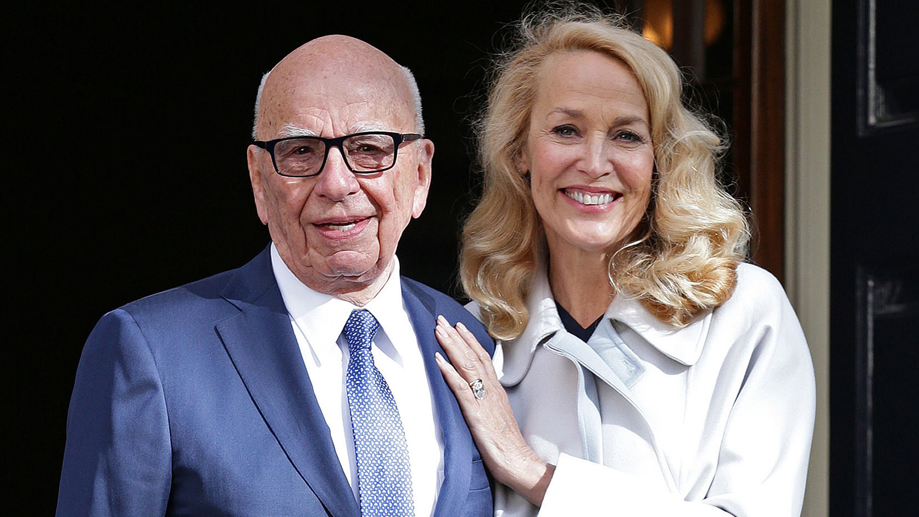 News Corp Executive Chairman Rupert Murdoch and Jerry Hall
leave Spencer House, London, after getting married on Friday. (Photo: AP) &nbsp; &nbsp;  &nbsp;