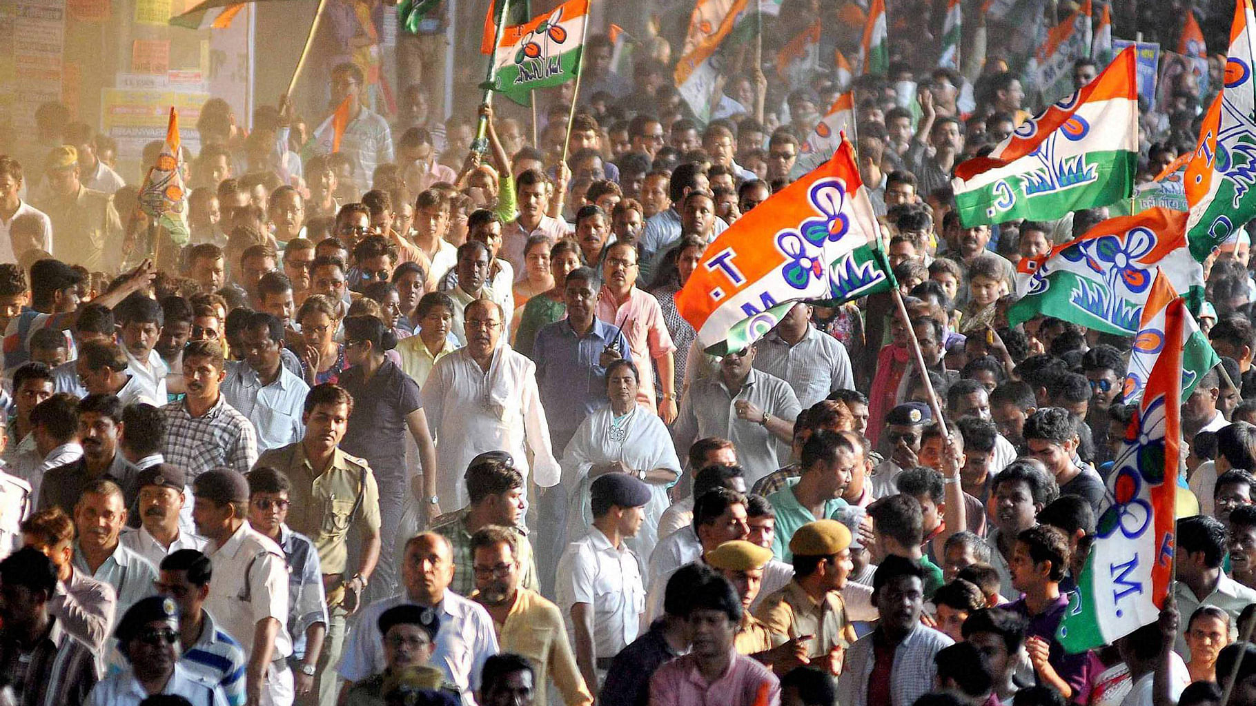 West Bengal Chief Minister and Trinamool Congress chief  Mamata Banerjee campaigning for her party in Kolkata.