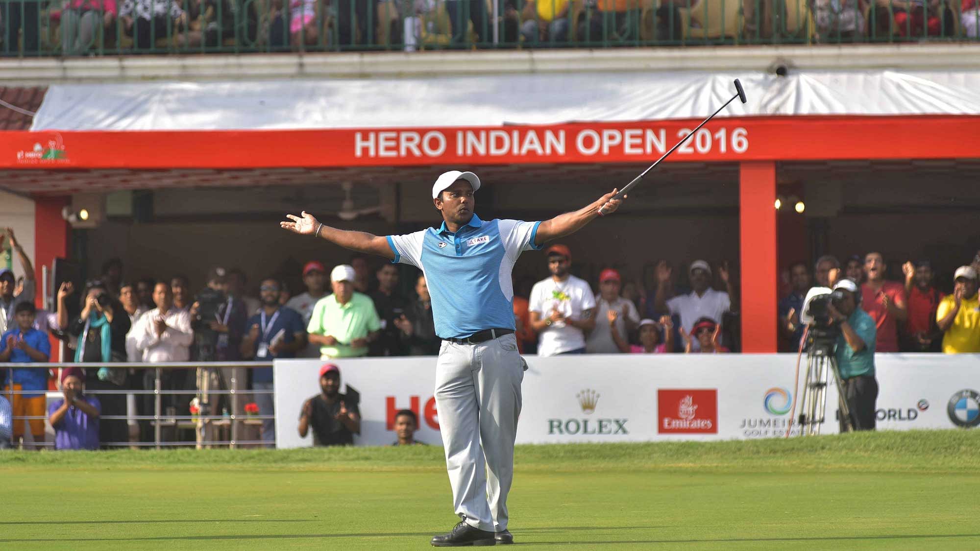 SSP Chawrasia reacts after winning the Indian Open. (Photo: Indian Open)