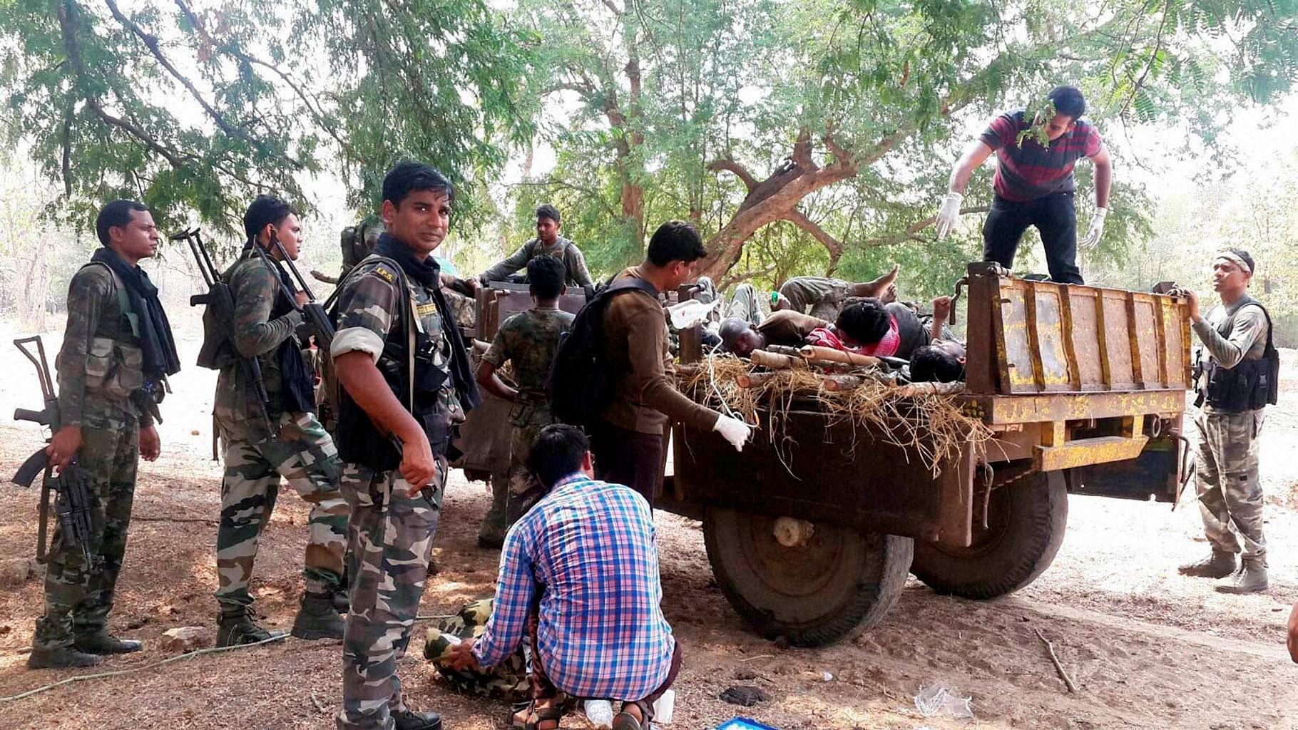 Injured men receiving treatment after multiple encounters between security forces and Naxals in Chhattisgarh’s worst Maoist violence-affected Sukma district on Friday. (Photo: PTI)