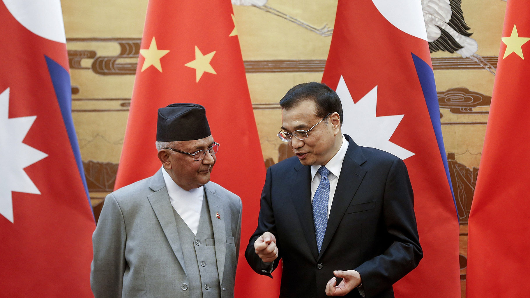 File photo of Chinese Premier Li Keqiang  with Nepal’s Prime Minister Khadga Prasad Oli during a signing ceremony at the Great Hall of the People, 21 March 2016 in Beijing, China.
