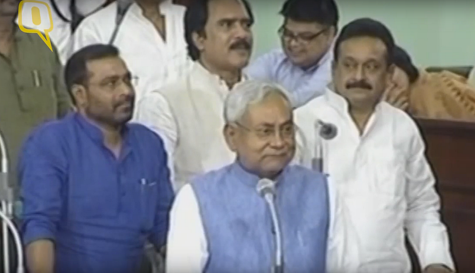 Nitish Kumar at Bihar assembly while adopting a resolution against consumption of alcohol. (Photo: ANI)