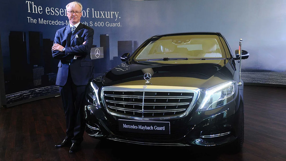 Roland Folger, Managing Director and CEO, Mercedes-Benz India with the new Mercedes-Maybach S600 Guard. (Photo: Mercedes-Benz India)