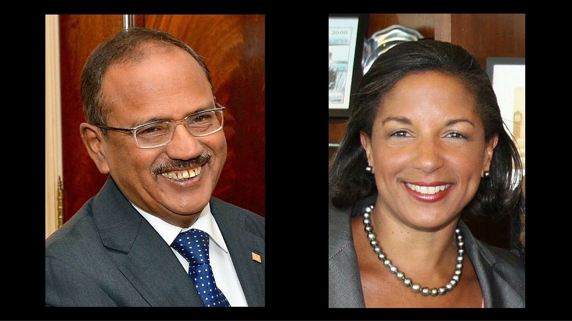 File photo of NSA Ajit Doval (left) and Susan Rice (right). Image cropped. (Photo: <a href="https://www.flickr.com/people/9364837@N06">US Department of State</a>/<a href="https://twitter.com/AmbassadorRice/media">Twitter</a>)