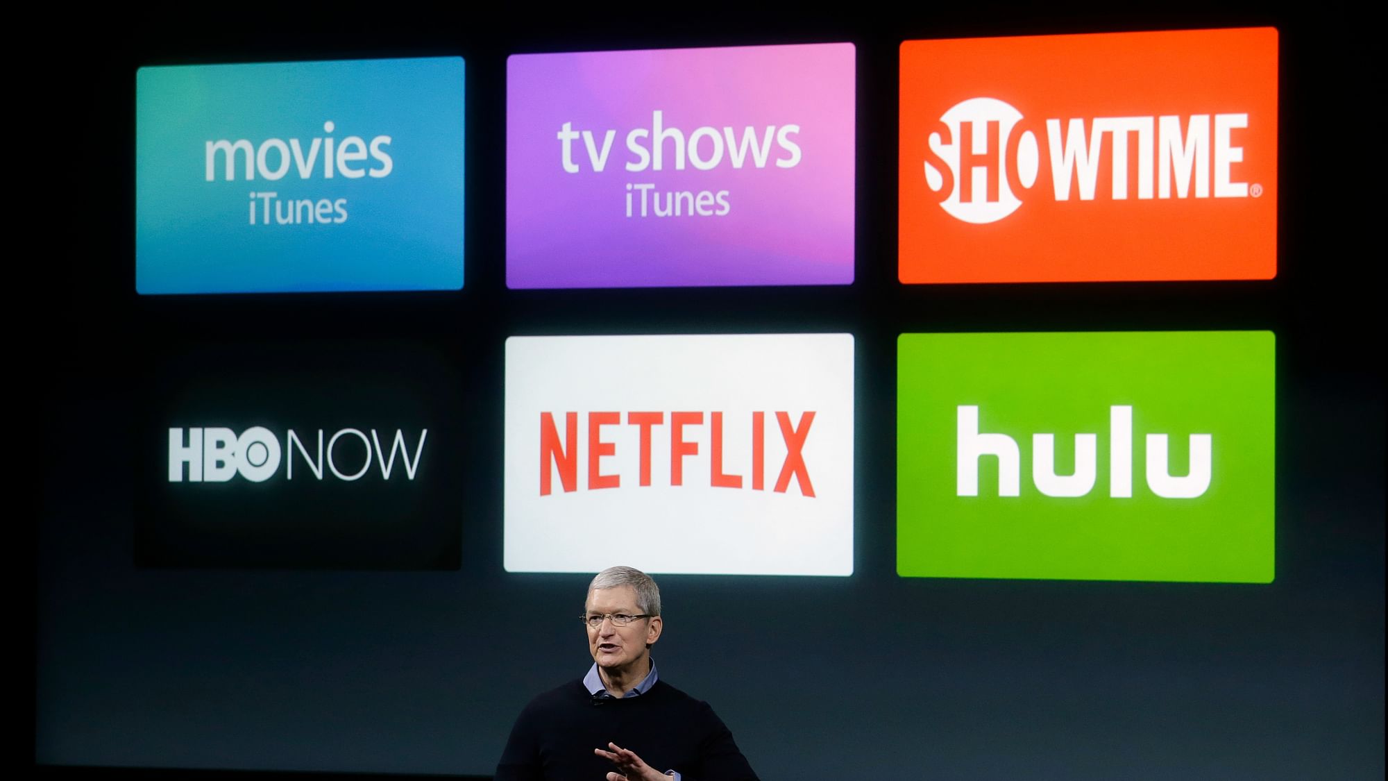 Apple CEO, Tim Cook, speaks at an event to announce new products from the company.&nbsp;