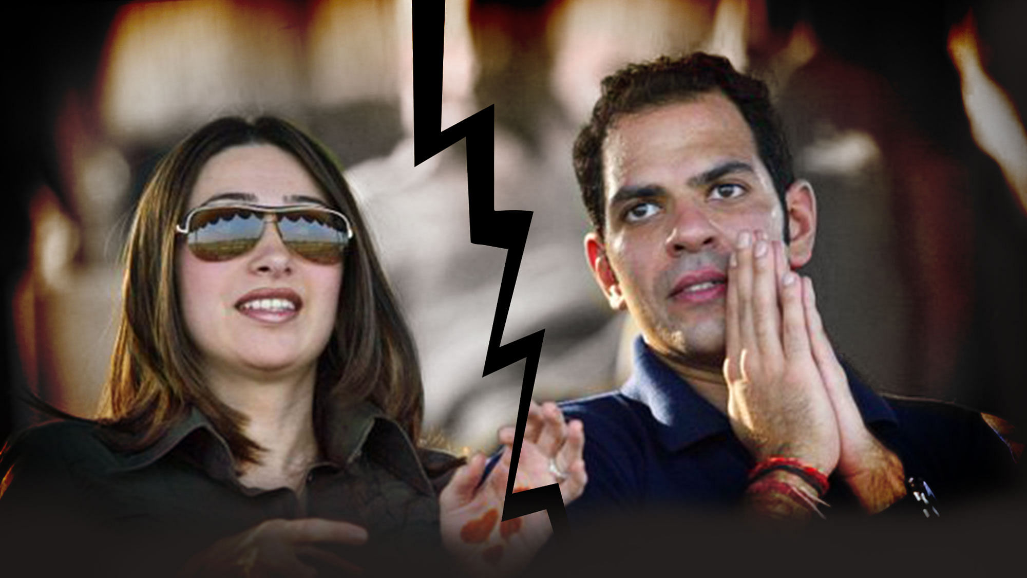 Karisma Kapoor and Sunjay Kapur’s divorce battles is getting uglier and uglier. (Photo Courtesy: <a href="https://twitter.com/dynamitenews24/status/682212045165445124">Twitter/@dynamitenews24</a>; Image altered by <b>The Quint</b>)