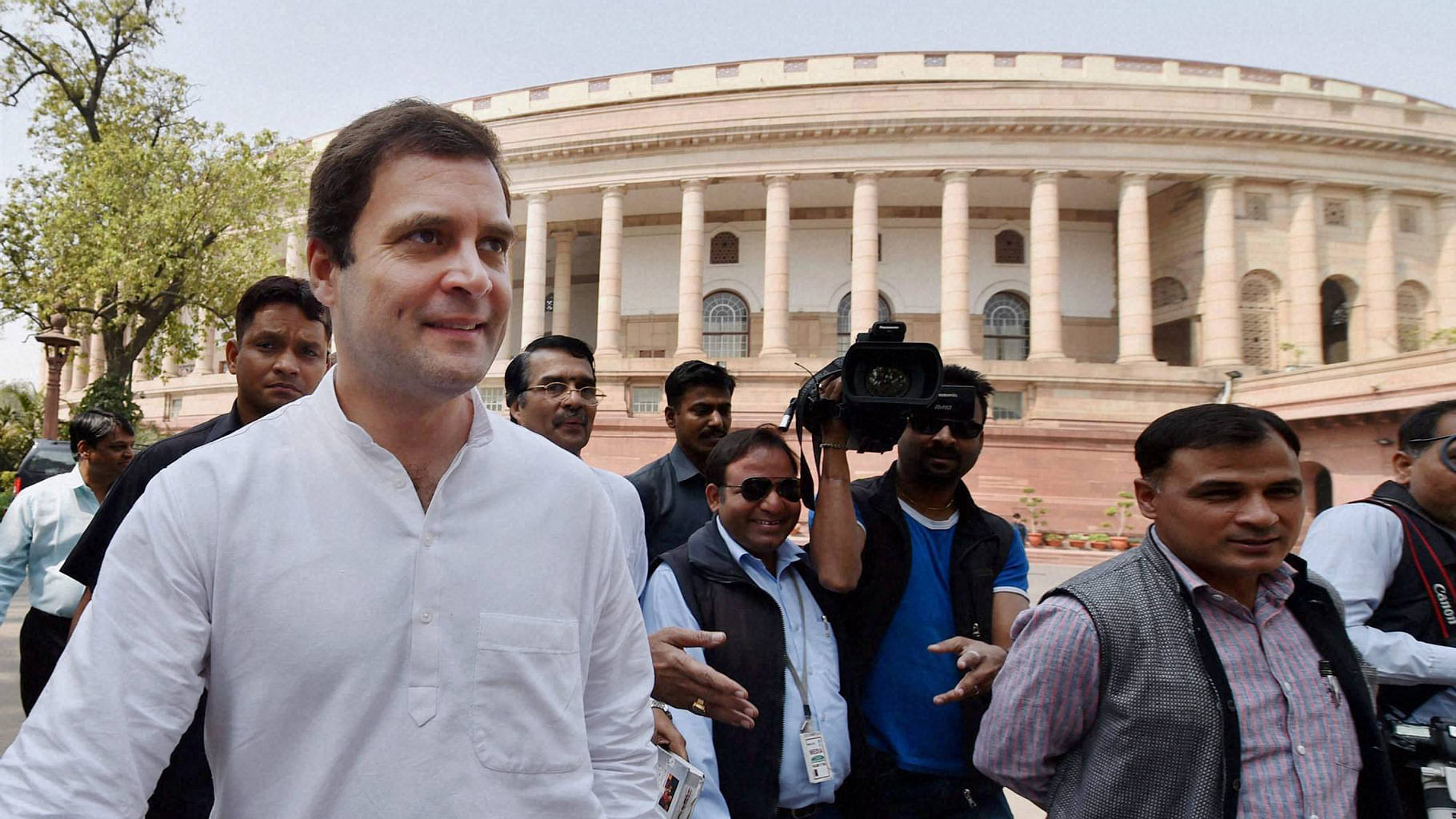  Congress Vice President Rahul Gandhi  at Parliament house in New Delhi on Thursday. (Photo: PTI)&nbsp;