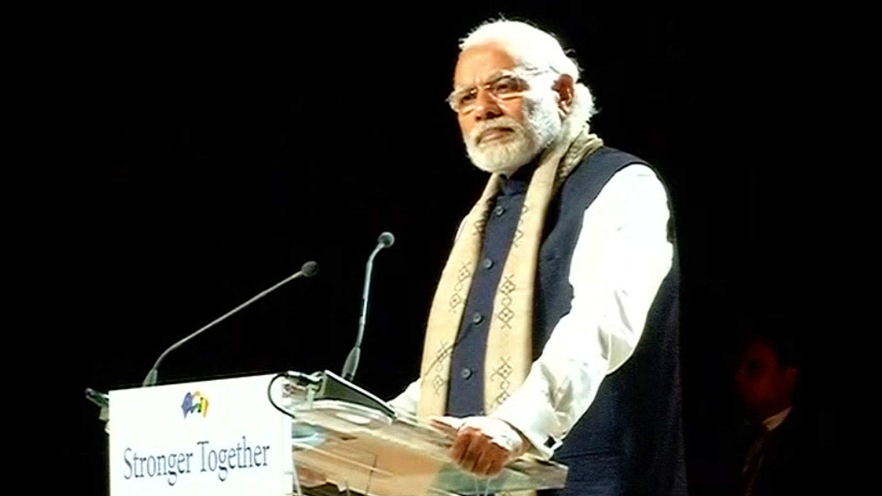 Prime Minister Narendra Modi addresses Indian diaspora in Brussels. (Photo: ANI)