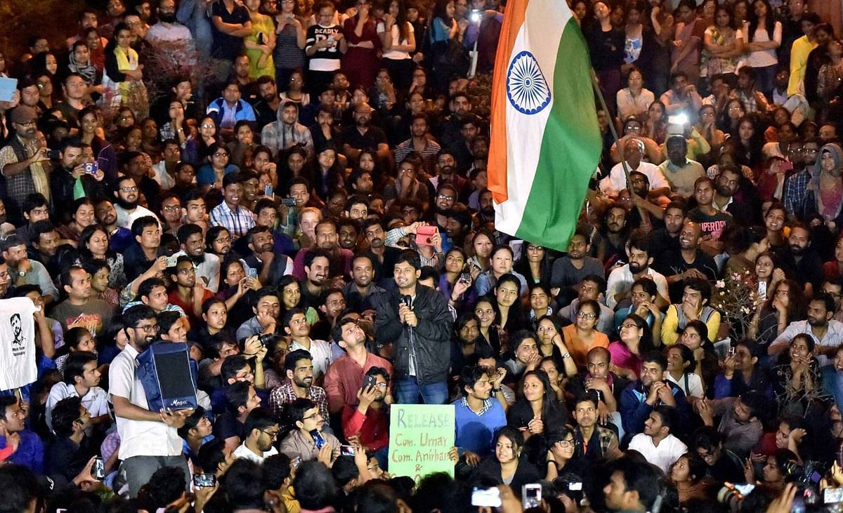 Pictures of Kanhaiya Kumar’s return and his speech at the JNU campus.