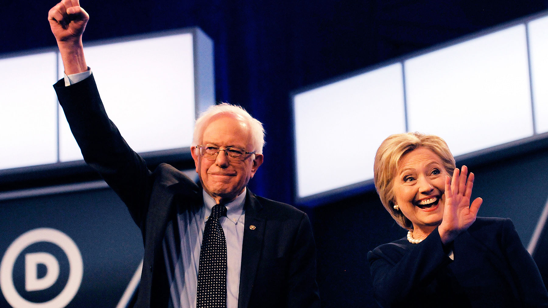 Democratic presidential candidates Bernie Sanders and Hillary Clinton on 9 March  2016. (Photo: AP)