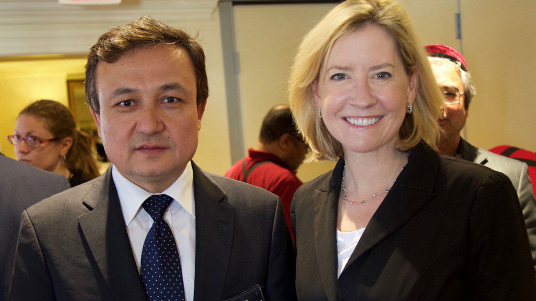 World Uyghur Congress (WUC) leader Dolkun Isa (left) (Photo courtesy: Twitter/<a href="https://twitter.com/VictoriaCoates">@<b>VictoriaCoates</b></a>)