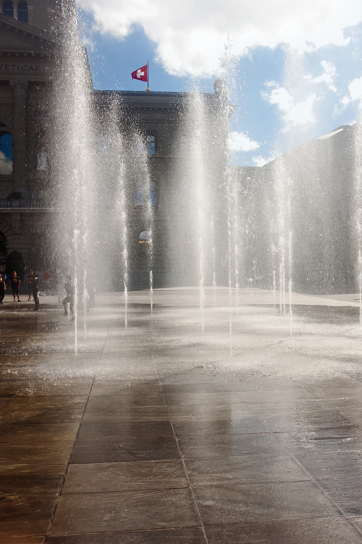 Water display with a total of 26 fountains representing the Swiss cantons, in front of the House of Parliament. (Photo Courtesy: Switzerland Tourism)