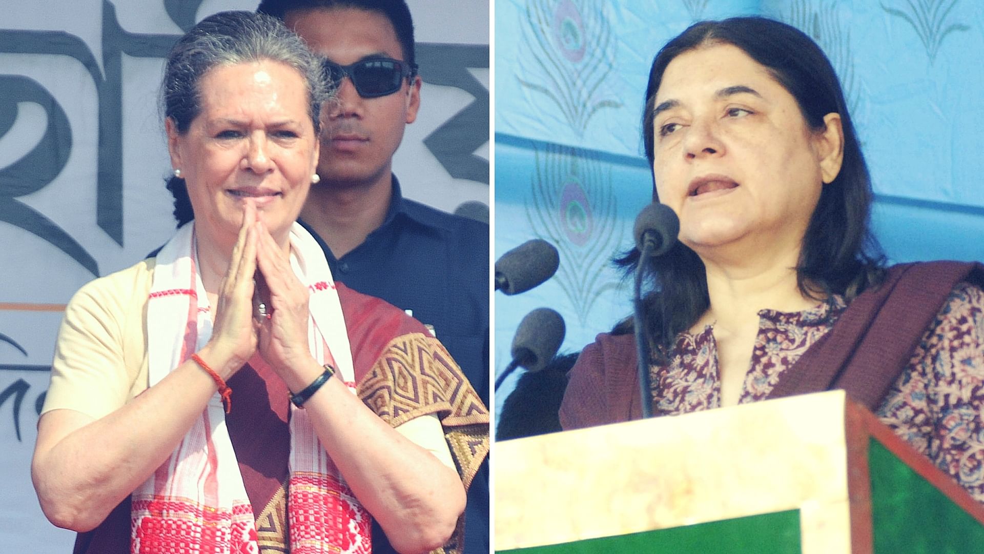Sonia Gandhi (left) and Maneka Gandhi (right). (Photo: IANS)