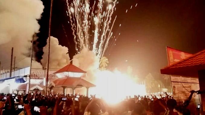 Fireworks on display at Puttingal temple in Kollam. (Photo: The News Minute)