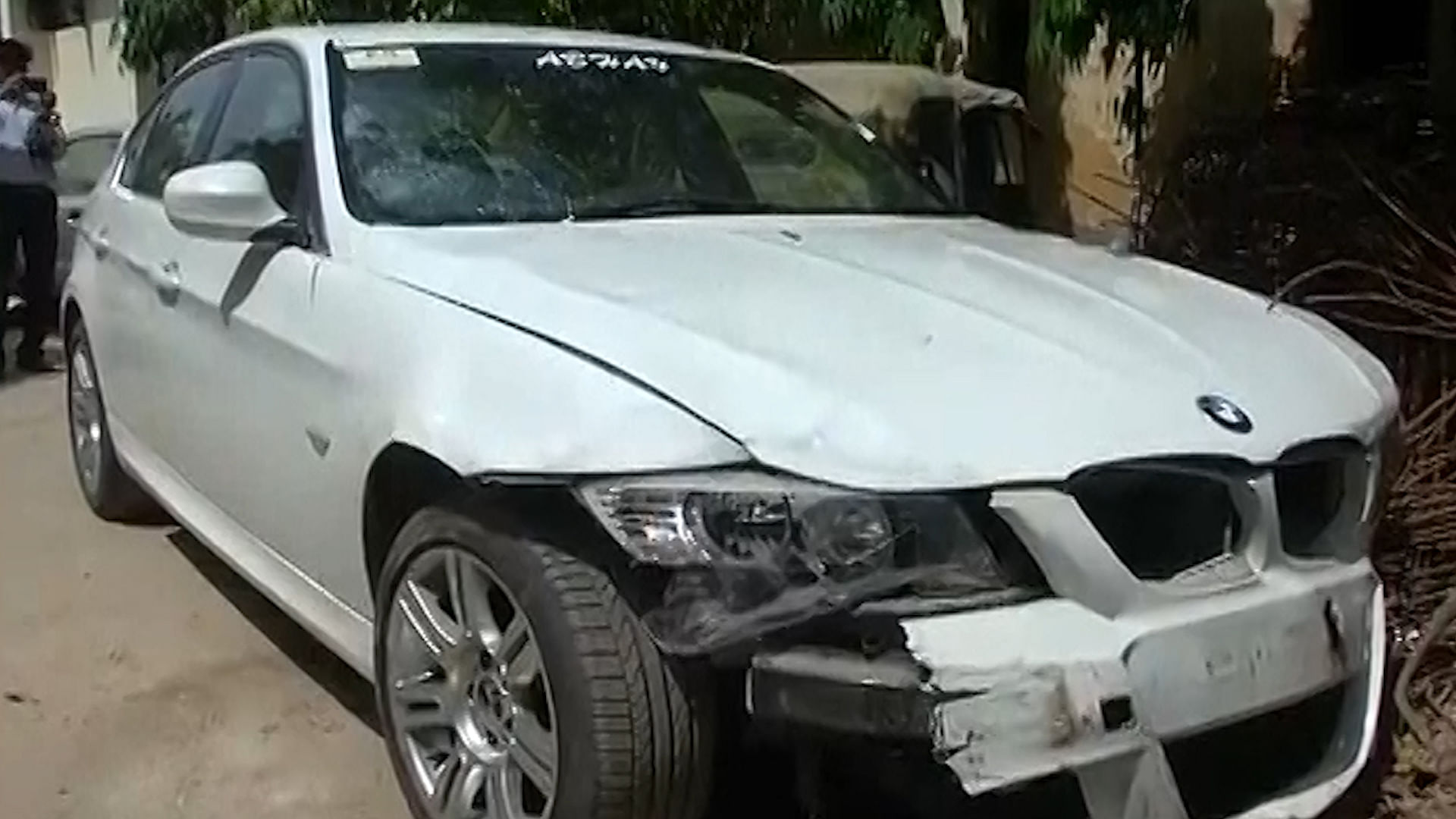 BMW car involved in the Noida hit-and-run case. (ANI Screengrab)