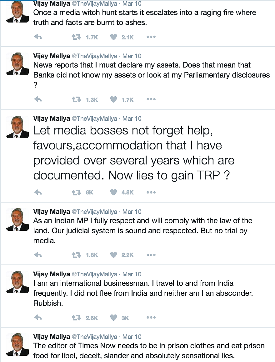 There Seems to Be No Trouble in Vijay Mallya’s Twitter-Paradise