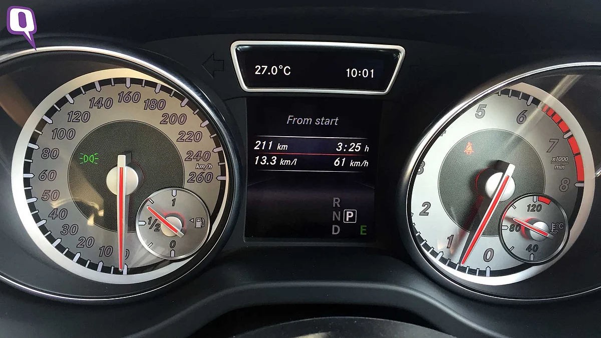 Mercedes-Benz CLA200 (petrol) gave us a fuel economy of 13.3km/l. (Photo: <b>The Quint</b>)