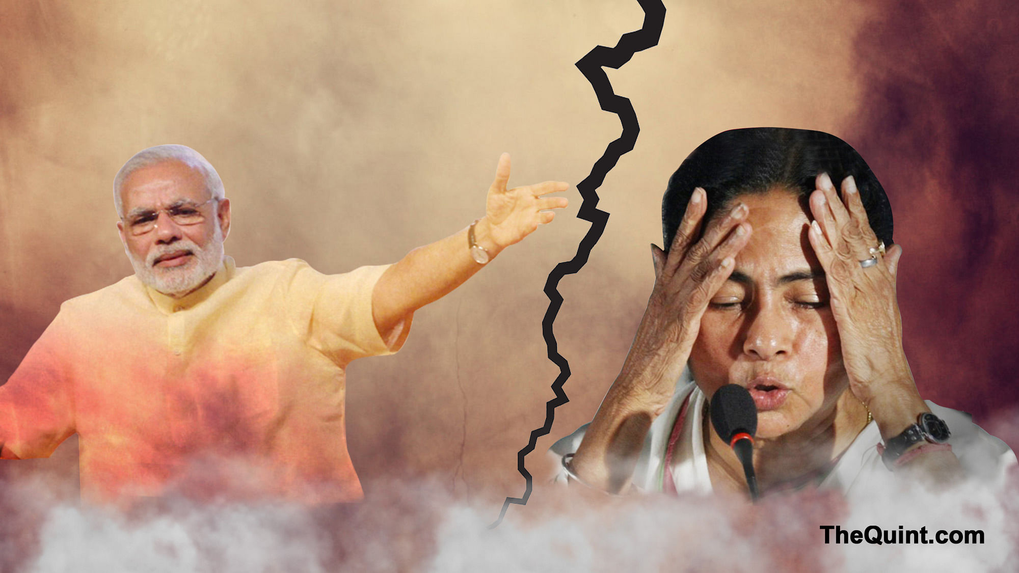 From sending bouquets to name calling, Modi and Mamata’s political relationship has been through some tumultuous times. (Photo: Altered by <b>The Quint</b>)