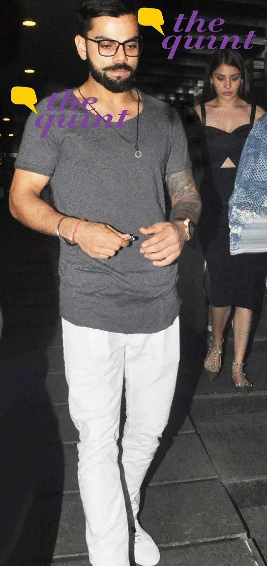 Virat Kohli with Anushka Sharma leaving the restaurant. (Photo: Yogen Shah)