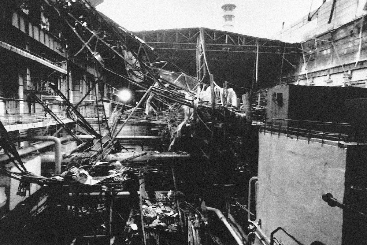 A file photo showing the collapsed roof of Reactor No 4 after the blast. (Photo: AP)