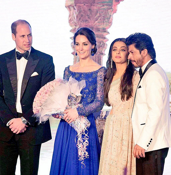 Prince William, Kate Middleton, Aishwarya Rai and Shah Rukh Khan pose for the cameras (Photo: Yogen Shah)