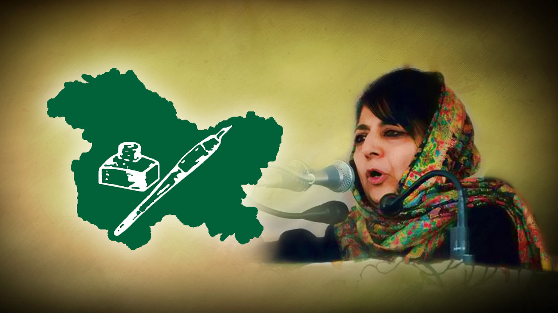 Mehbooba Mufti  sworn-in as the first woman Chief Minister of Jammu and Kashmir. (Photo altered by <b>The Quint</b>)