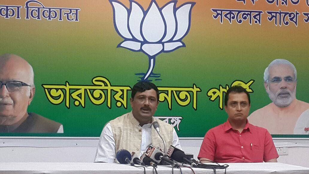 

BJP West Bengal chief Rahul Sinha during a press conference in the party office. (Photo Courtesy: Rahul Sinha/Facebook)