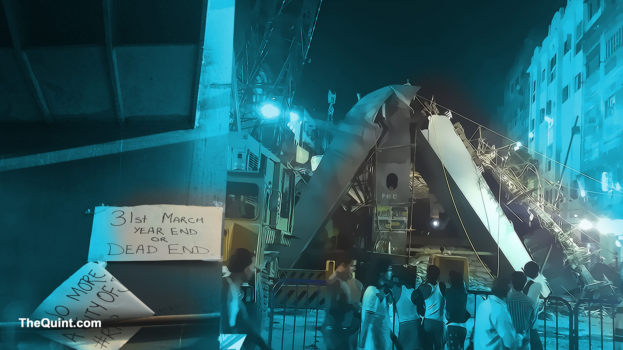 

The Vivekananda Road flyover collapse site in Kolkata. (Photo: Abhirup Dam/&nbsp;<b>The Quint</b>)