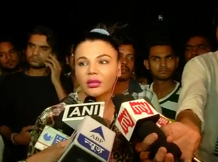 Rakhi Sawant talking to media. (Photo: ANI)