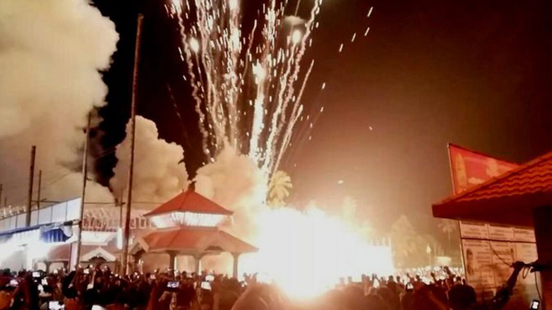 

The temple in Kollam, Kerala organises a competitive fireworks display each year. (Photo: The News Minute)