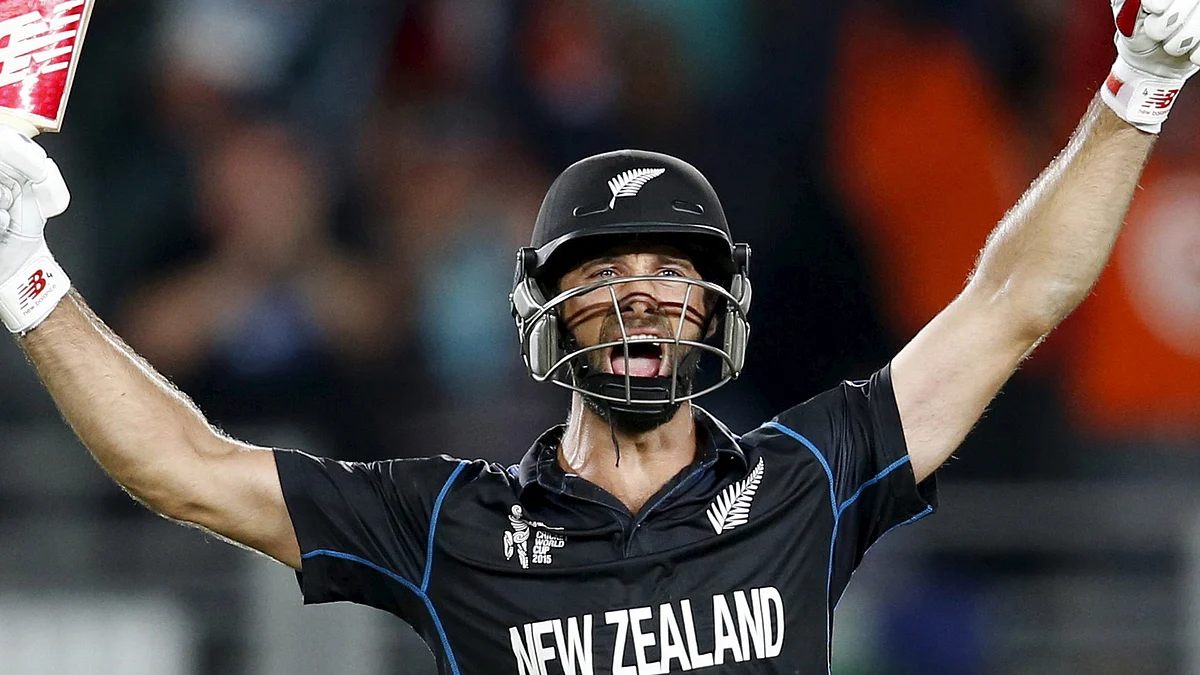 Grant Elliott celebrates after hitting the winning runs for New Zealand in the 2015 World Cup semi-final against South Africa. (Photo: Reuters)