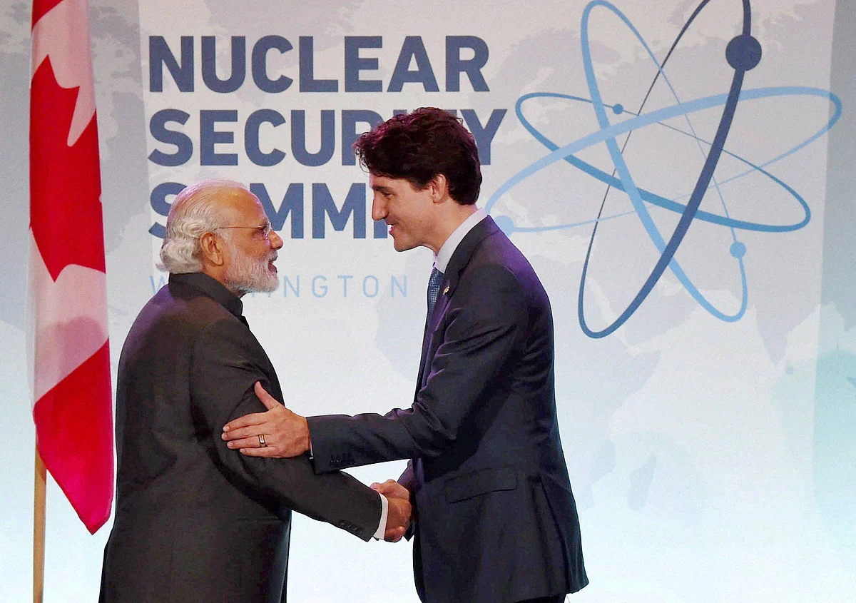 Prime Minister Narendra Modi with Canadian Prime Minister Justin Trudeau during a bilateral meeting at the Nuclear Security Summit, in Washington. (Photo: PTI)