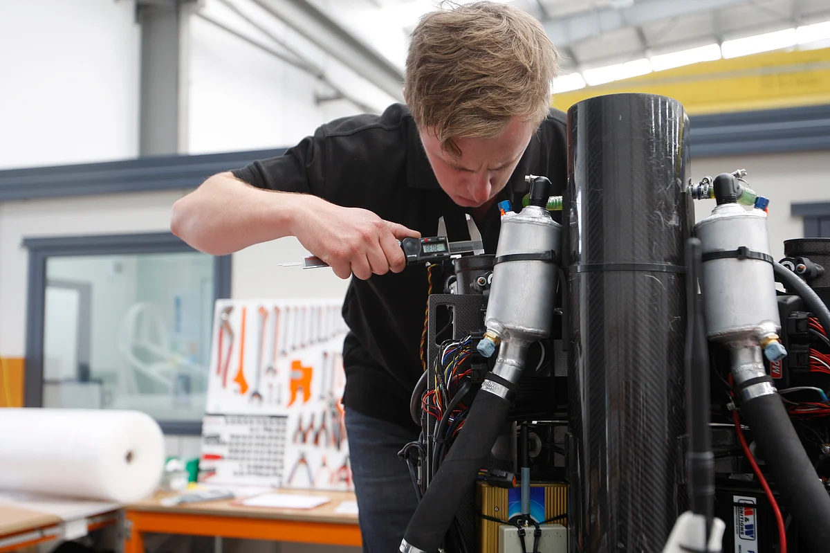 Technician Simon Jones works on a jetpack at the Martin Aircraft Co. headquarters in Christchurch, New Zealand. (Photo: AP)