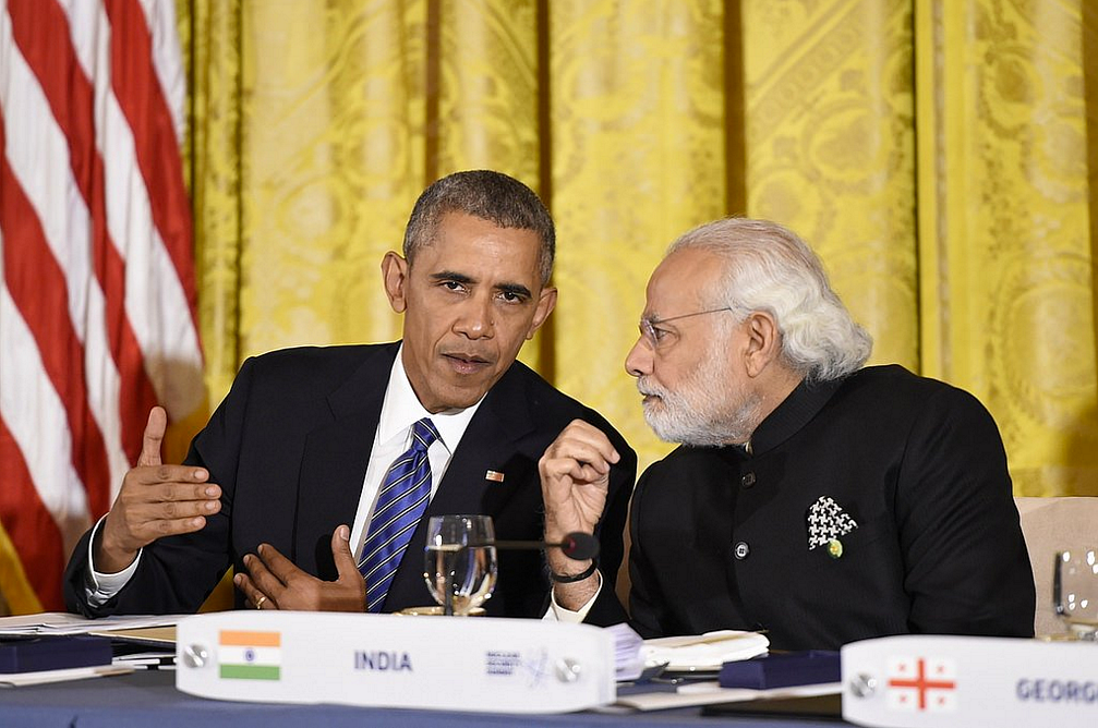 Prime Minister Narendra Modi with US President Barack Obama. (Photo: <a href="https://twitter.com/MEAIndia">Twitter/Vikas Swarup</a>)
