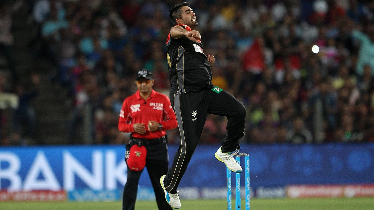 Tabraiz Shamsi celebrates Rahane’s wicket. (Photo: BCCI)