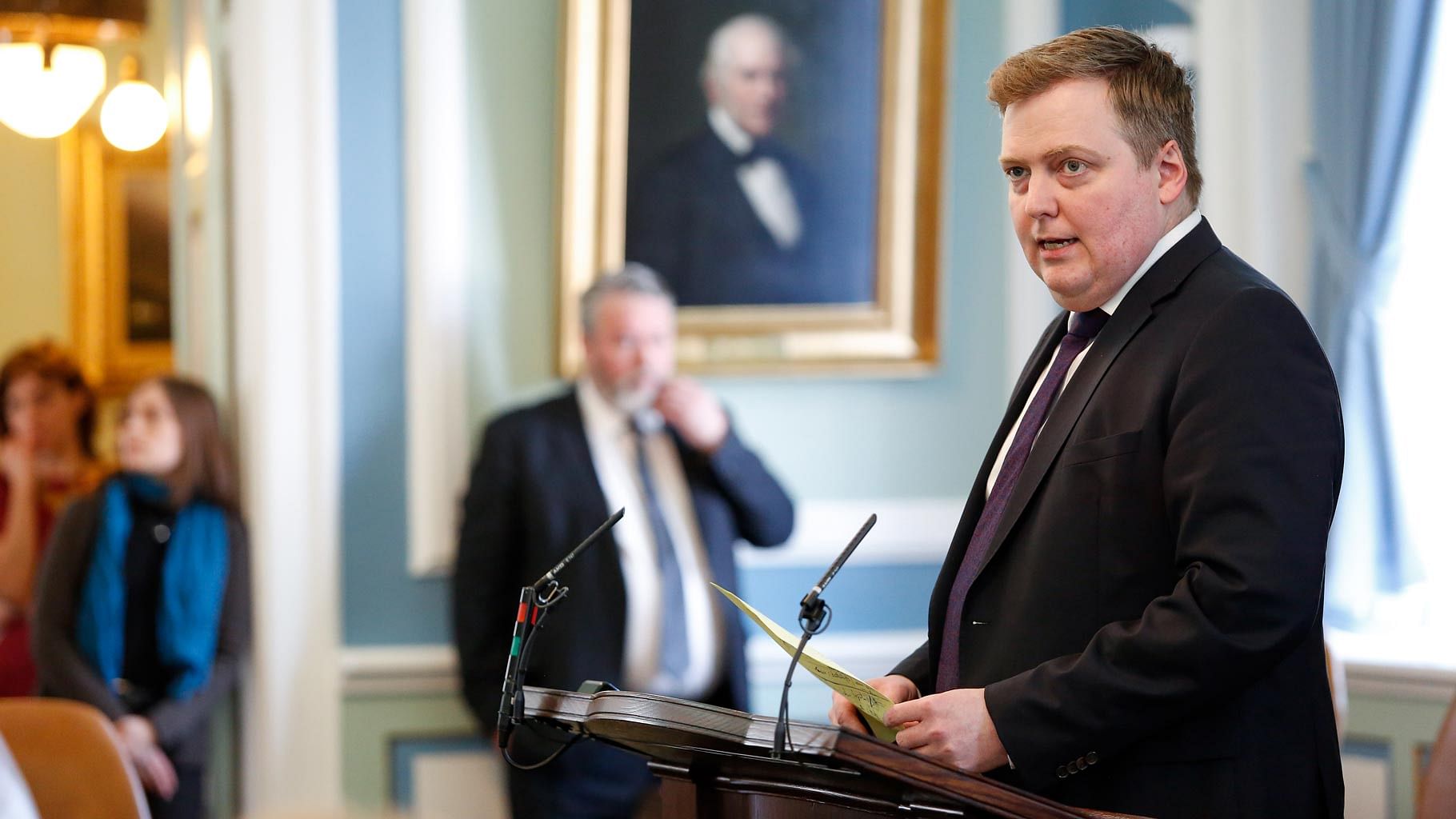 Iceland’s Prime Minister Sigmundur David Gunnlaugsson, during a parliamentary session in Reykjavik on Monday, 4 April 2016. (Photo: AP)