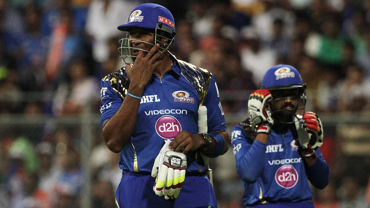 A disappointed Kevin Pollard after the fall of his wicket (Photo: BCCI)
