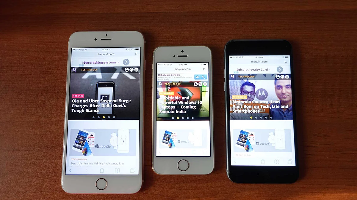 From Left, Apple iPhone 6s Plus, Apple iPhone SE, Apple iPhone 6s. (Photo Courtesy: Twitter/<i><a href="https://twitter.com/2shar">@2shar</a>)</i>