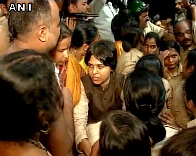 Failing to follow a police order to wear a sari, Trupti Desai was initially stopped from entering the Temple.