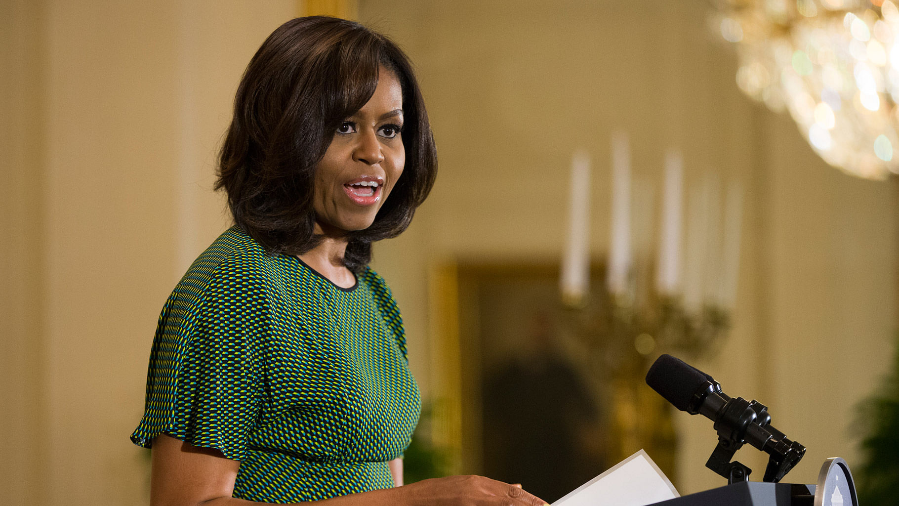 

First lady Michelle Obama speaks in the East Room of the White House in Washington, Wednesday, 6 April  2016, during an event to celebrate Nowruz. (Photo: AP)