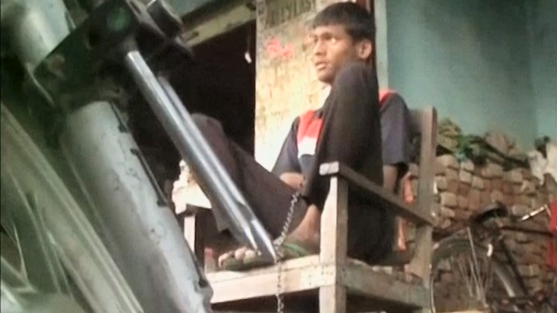 Mentally challenged Sharvez Alam has been chained to a chair for 12 years. (Photo: ANI screengrab)