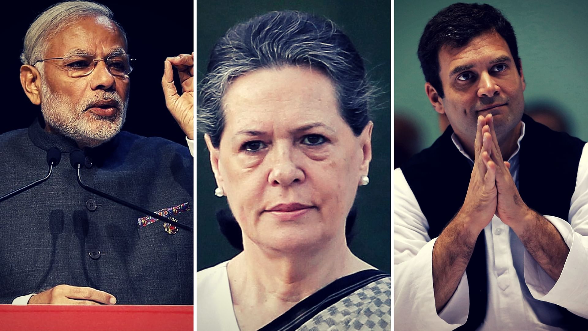 Narendra Modi (L); Sonia Gandhi (M) (Photos: Reuters) and Rahul Gandhi (R)
