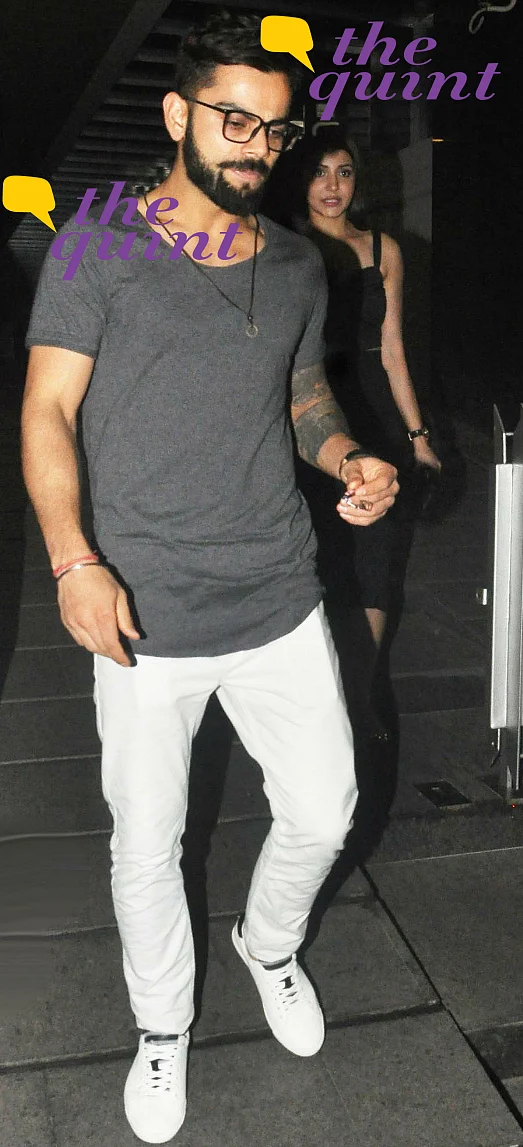 Virat Kohli with Anushka Sharma leaving the restaurant. (Photo: Yogen Shah)