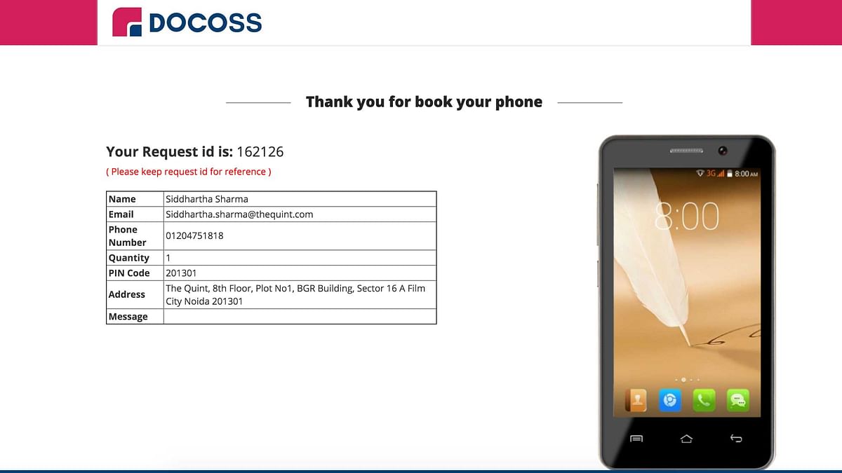 Jaipur-based company Docoss is selling a smartphone for Rs 888 through cash on delivery only.